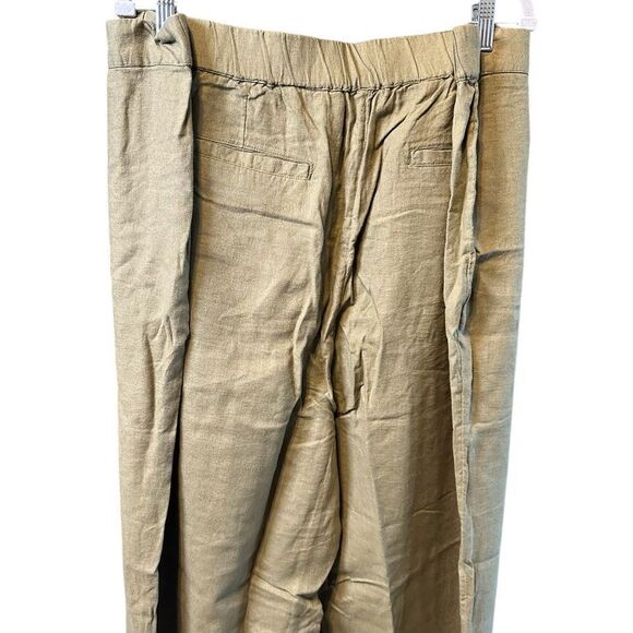 NWOT Isaac Mizrahi Bridgehampton  Olive Green Linen Pants with Fringe Hem - 28 - Picture 3 of 8